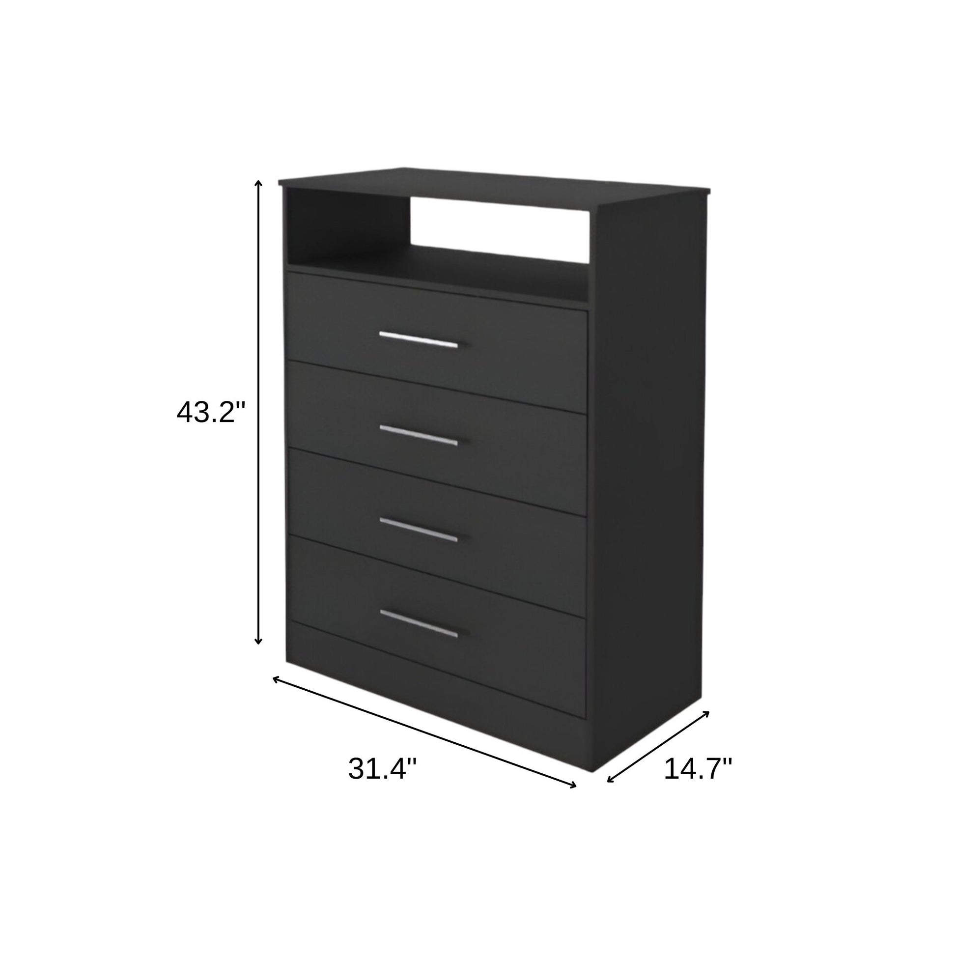 31" Black Four Drawer Vertical Dresser-8
