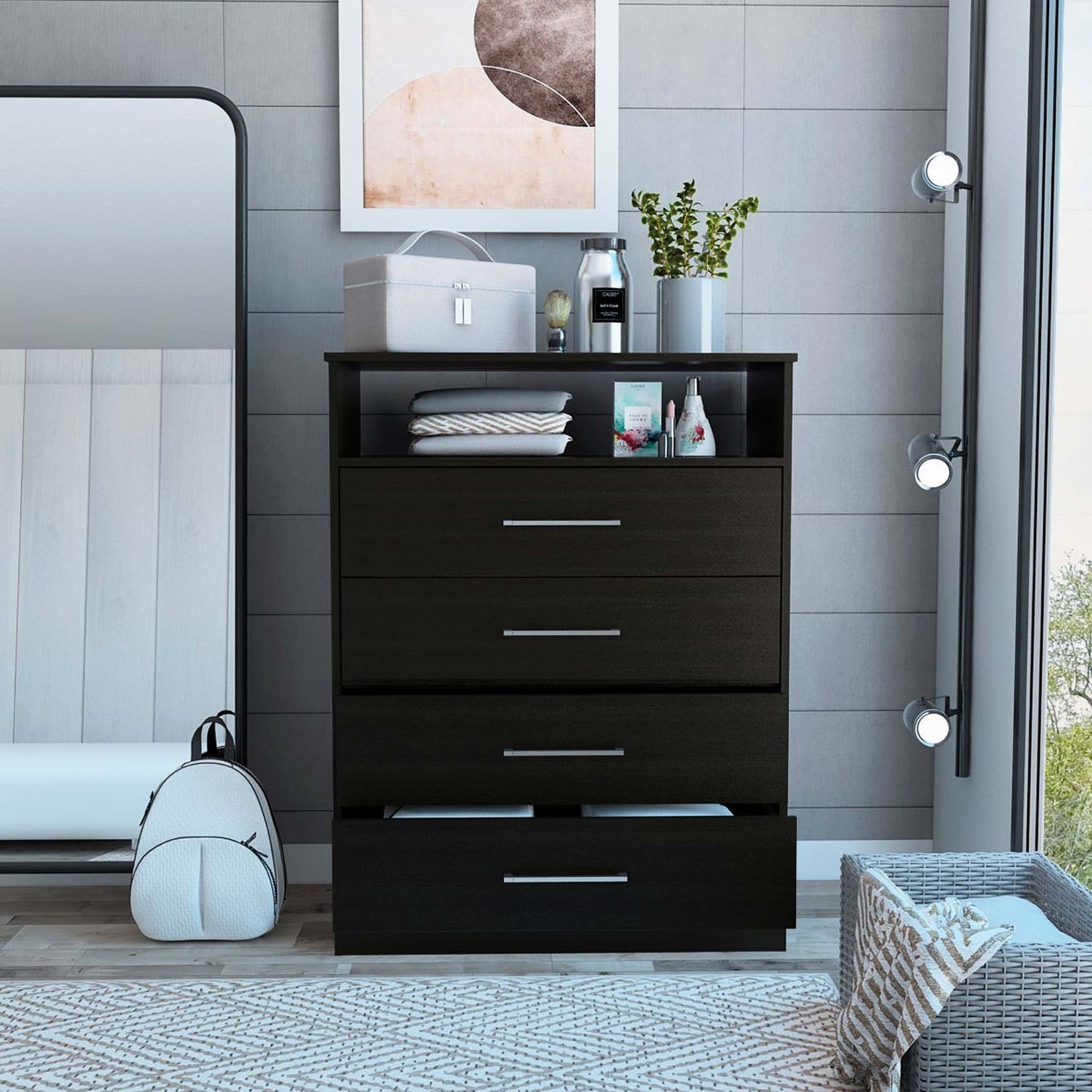 31" Black Four Drawer Vertical Dresser-7