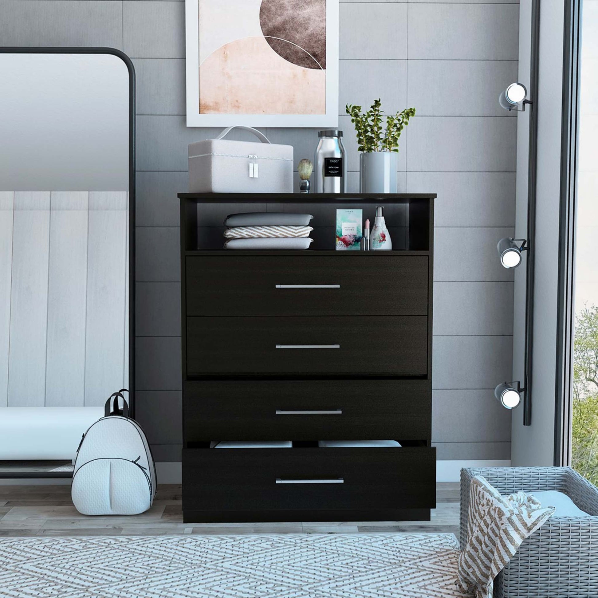 31" Black Four Drawer Vertical Dresser-7