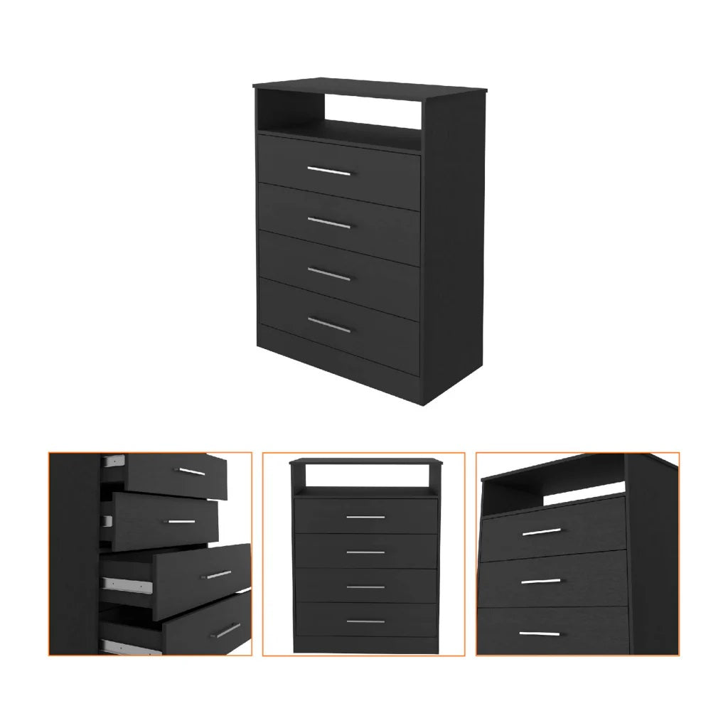31" Black Four Drawer Vertical Dresser-3