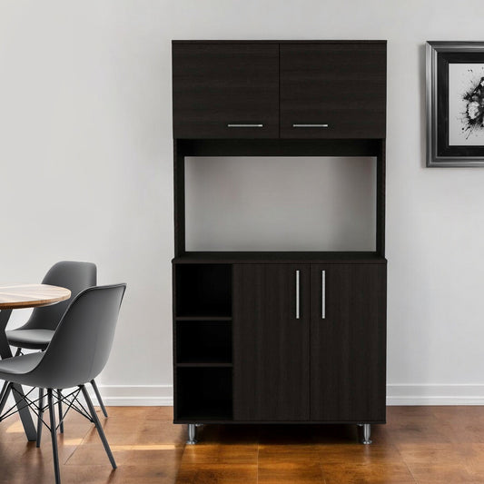 71" Black Wood Pantry Or Storage Closet-0