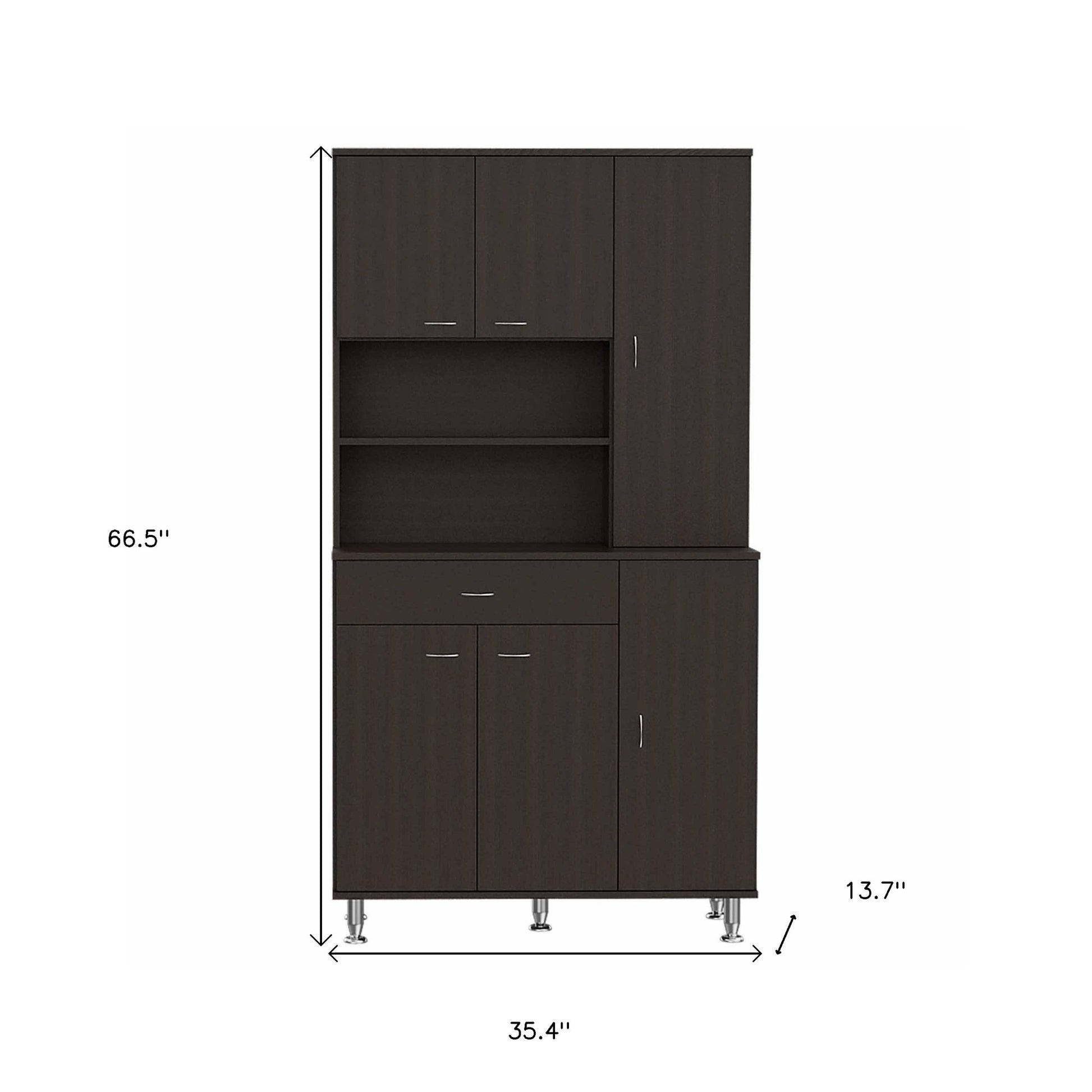67" Modern Black Pantry Cabinet with Five Shelves-6
