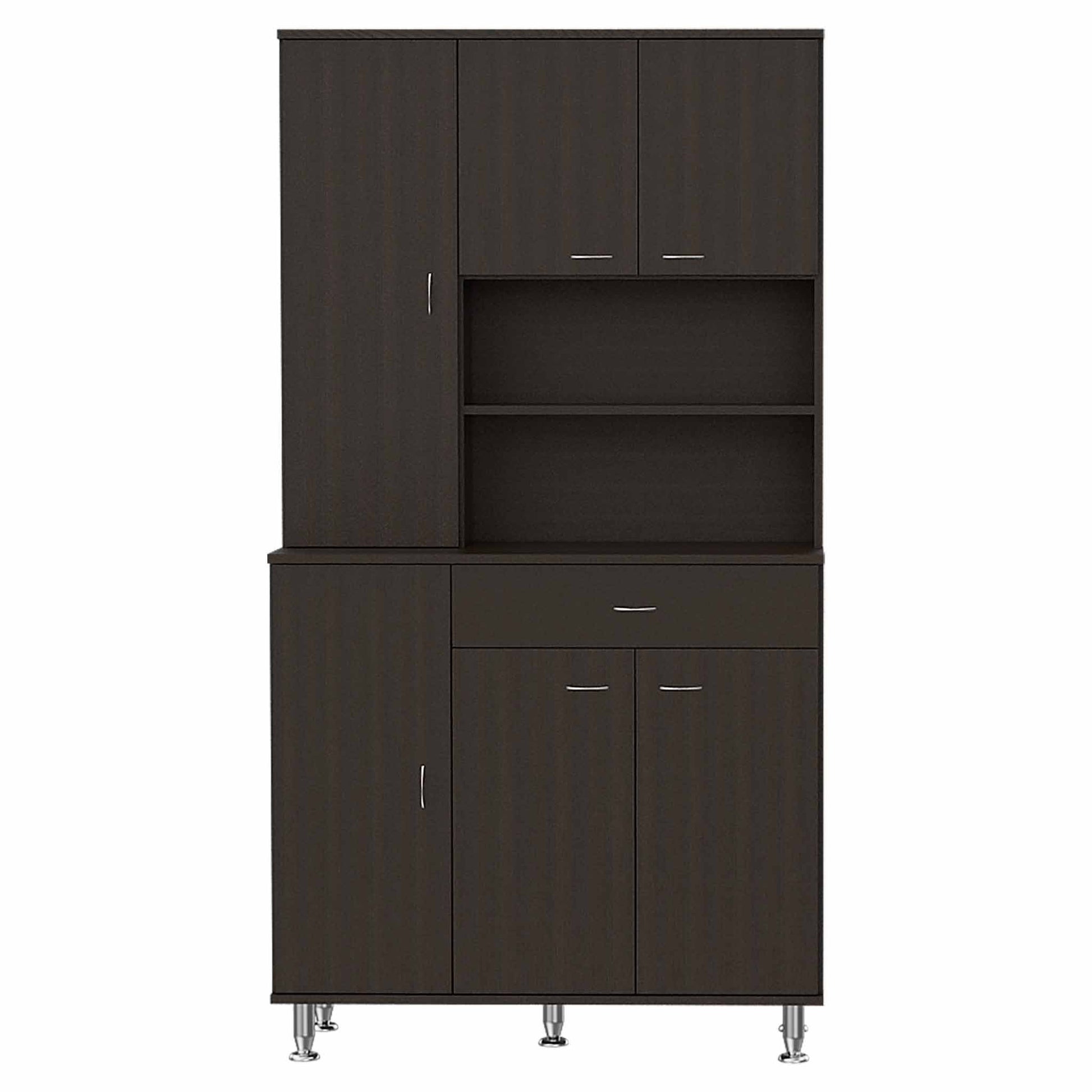 67" Modern Black Pantry Cabinet with Five Shelves-4