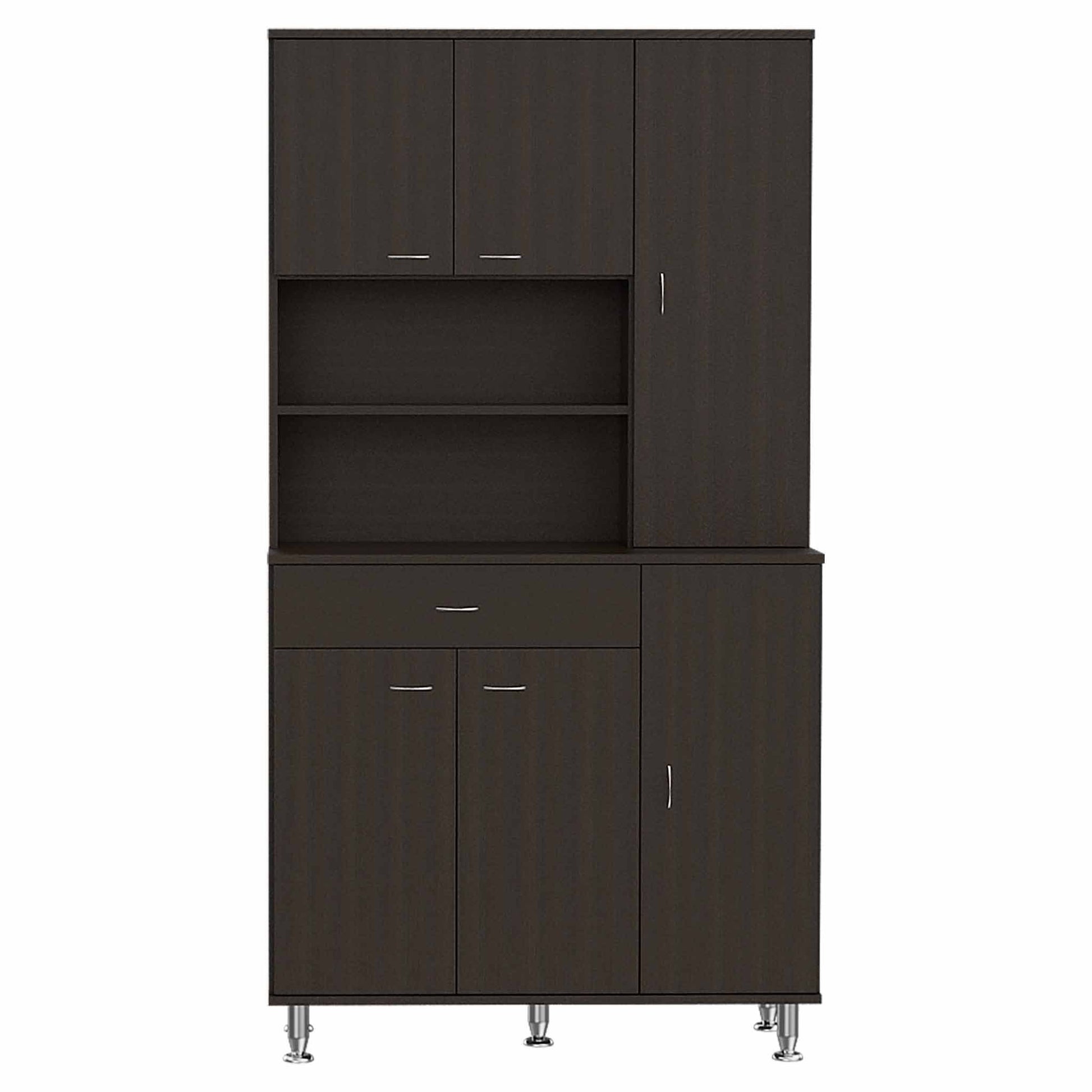67" Modern Black Pantry Cabinet with Five Shelves-1
