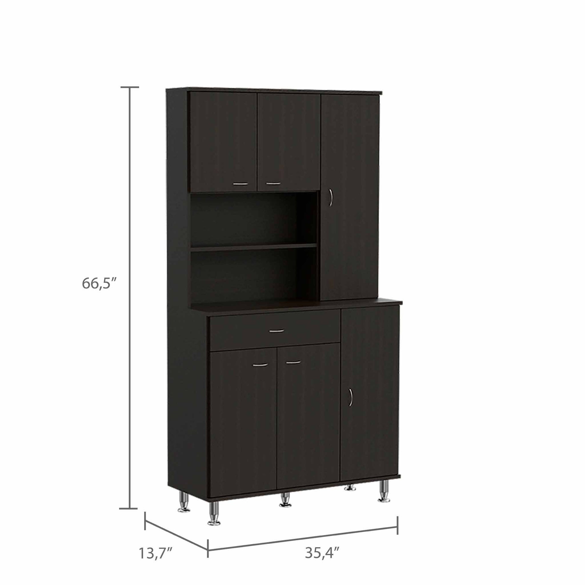 67" Modern Black Pantry Cabinet with Five Shelves-8