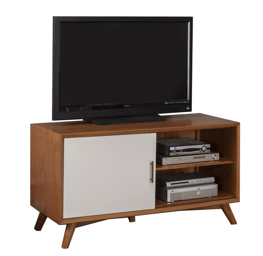 50" Brown and White Solid Wood Open Shelving TV Stand-0