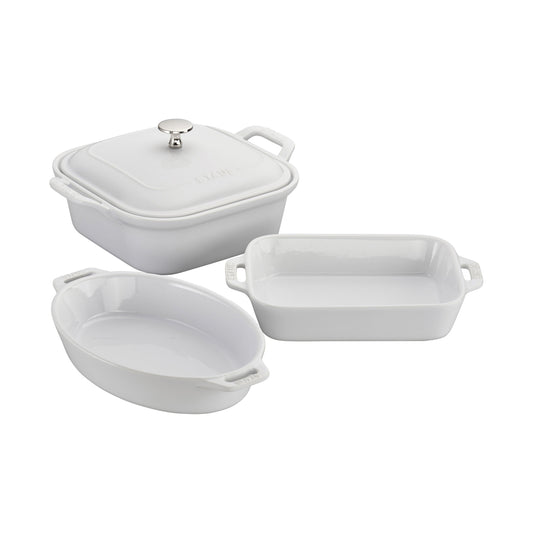 STAUB Ceramique Mixed Baking Dish Set White 4 Piece-0