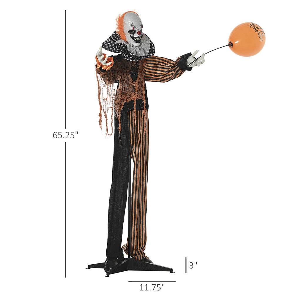 65inch Life Size Outdoor Halloween Decorations Talking Circus Clown With A Balloon, Animated Prop With Sound And Motion Activated, Light Up Eyes, Laughter
