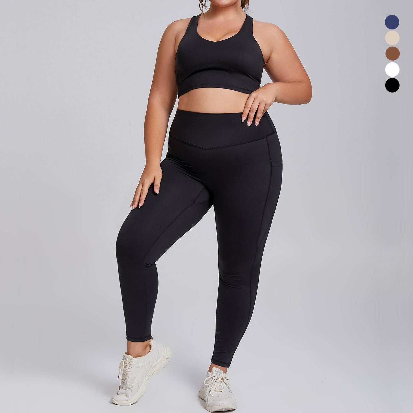 Plus Size Women Sports Workout Gym - Sleeveless Crop and Pant