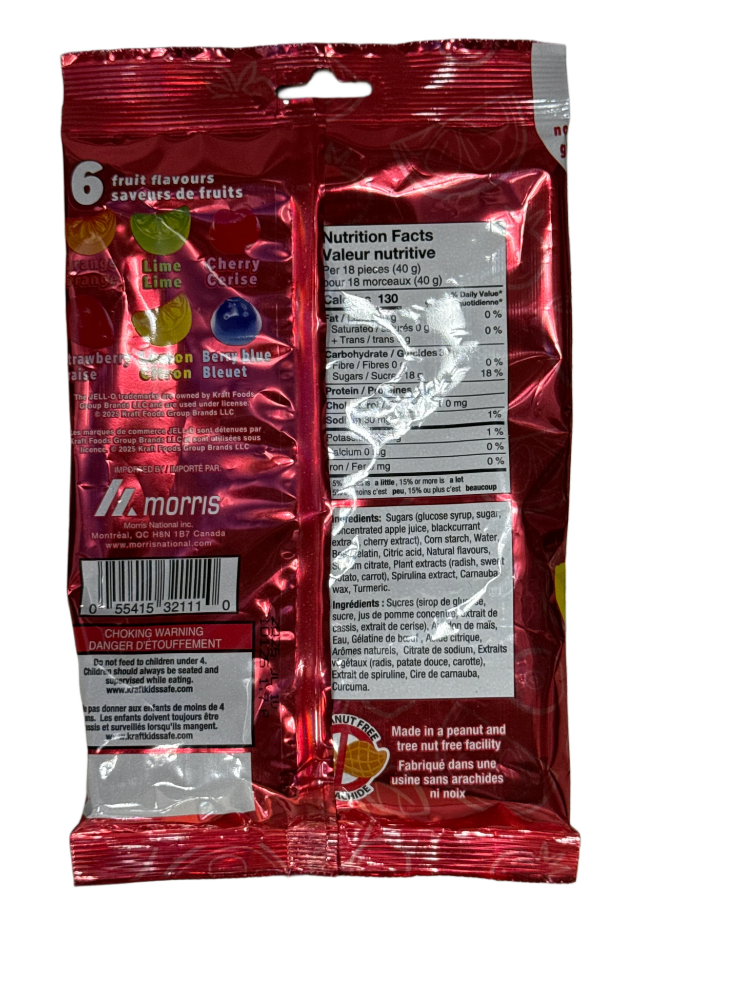 JELL-O Mixed Fruit Gummy Candy 120G - Canadian Edition