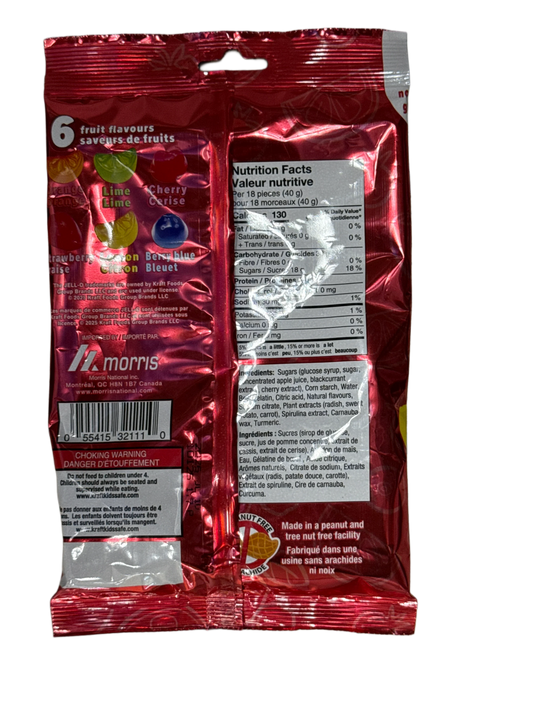 JELL-O Mixed Fruit Gummy Candy 120G - Canadian Edition
