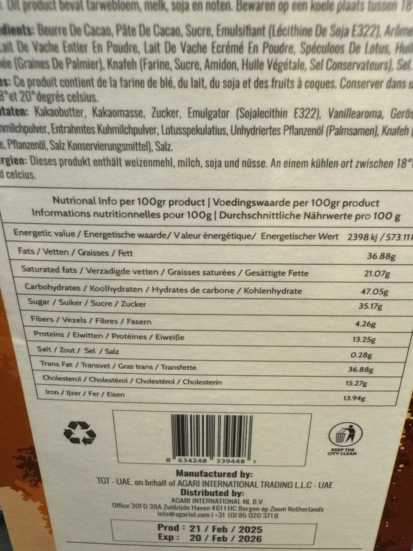 Meltz Dubai Chocolate Lotus Knafeh Flavour 192G - Dubai Edition