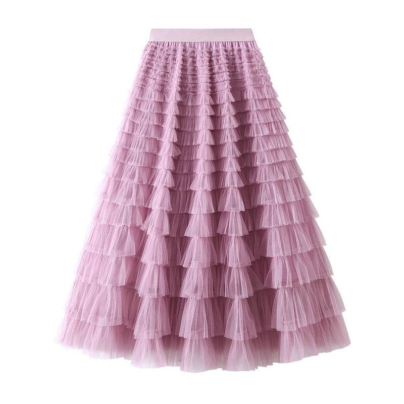 Cake Skirt Women's White Gauze long Layered tulle Skirt