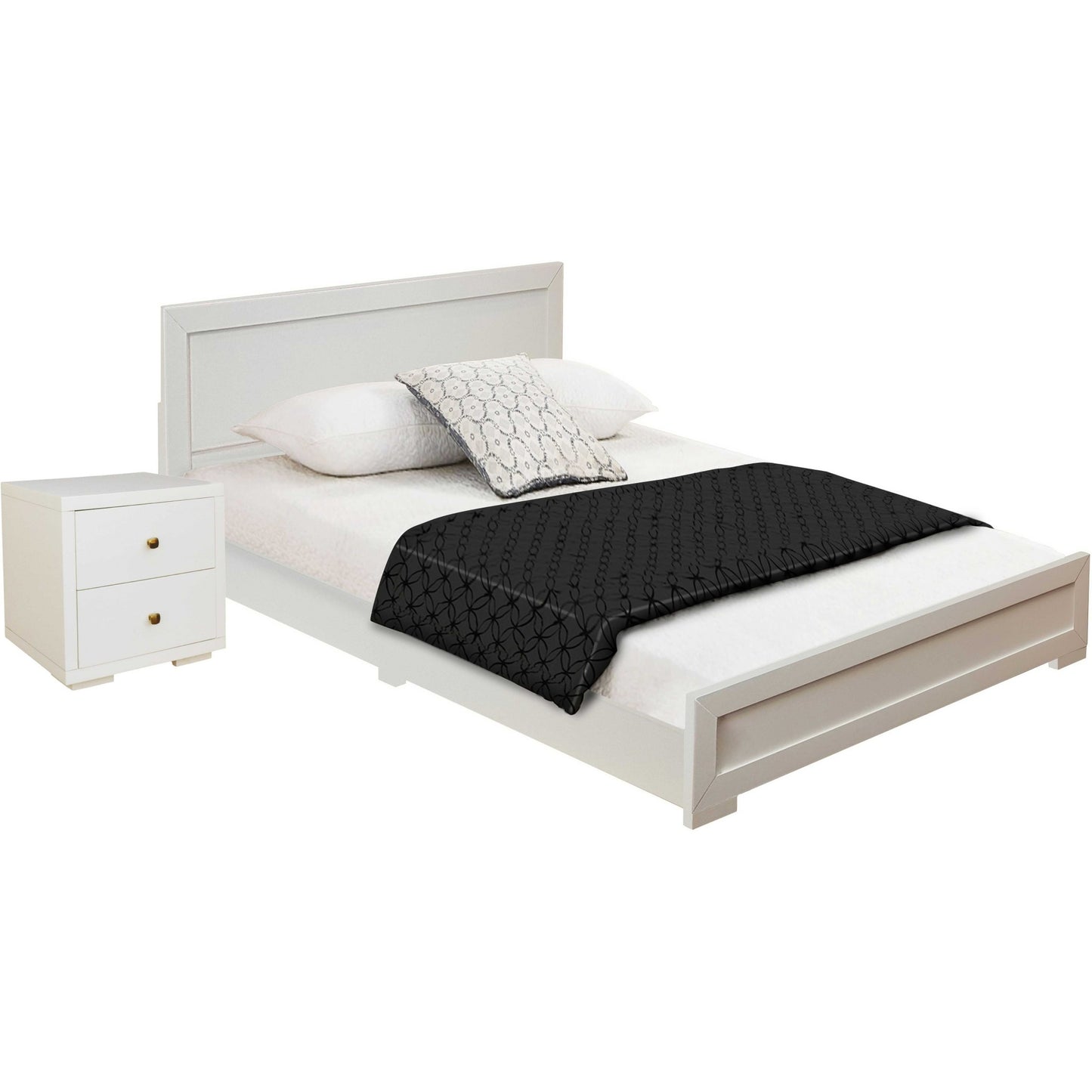 Moma White Wood Platform Twin Bed With Nightstand-1