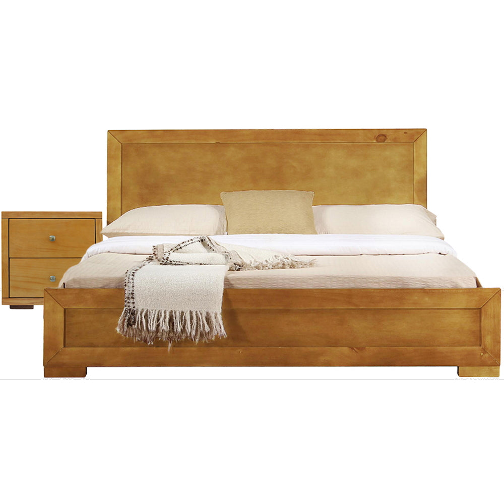 Moma Oak Wood Platform Twin Bed With Nightstand-1