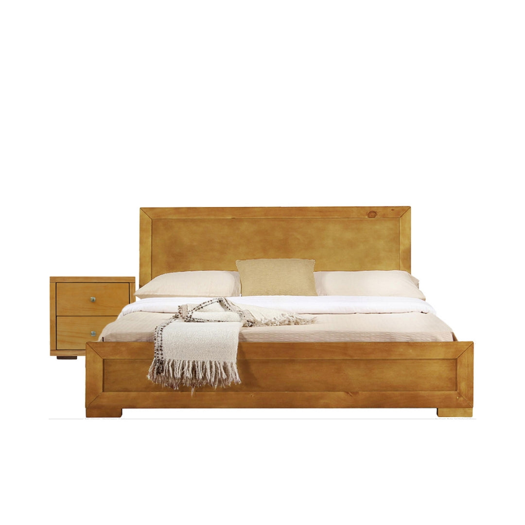 Moma Oak Wood Platform Twin Bed With Nightstand-8