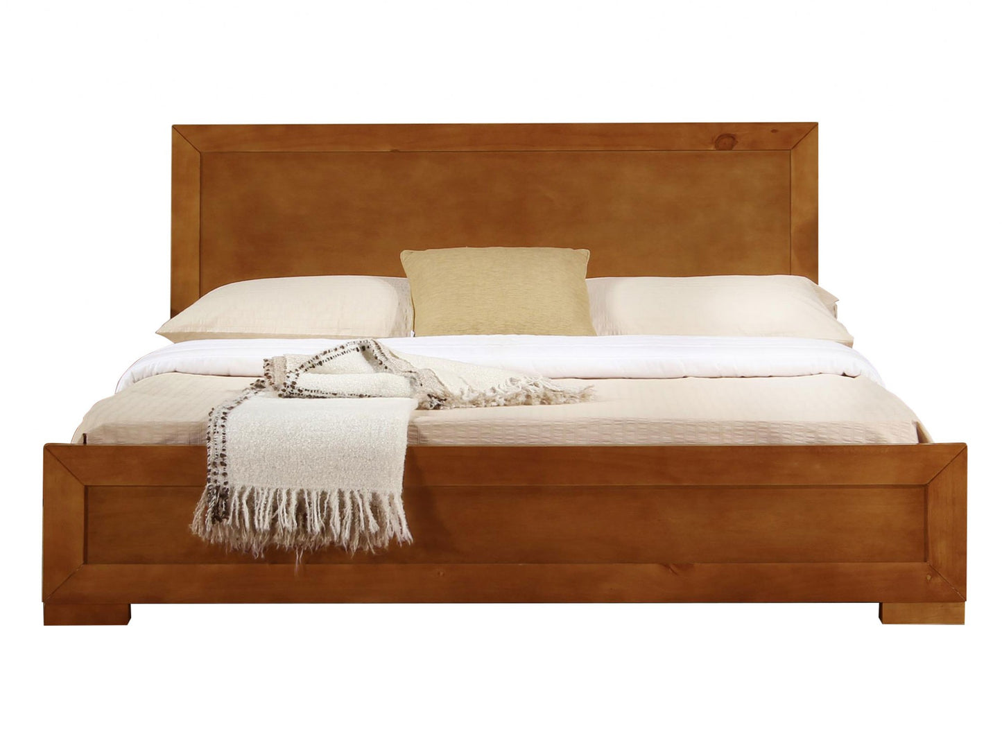 Moma Oak Wood Platform Queen Bed With Two Nightstands-1