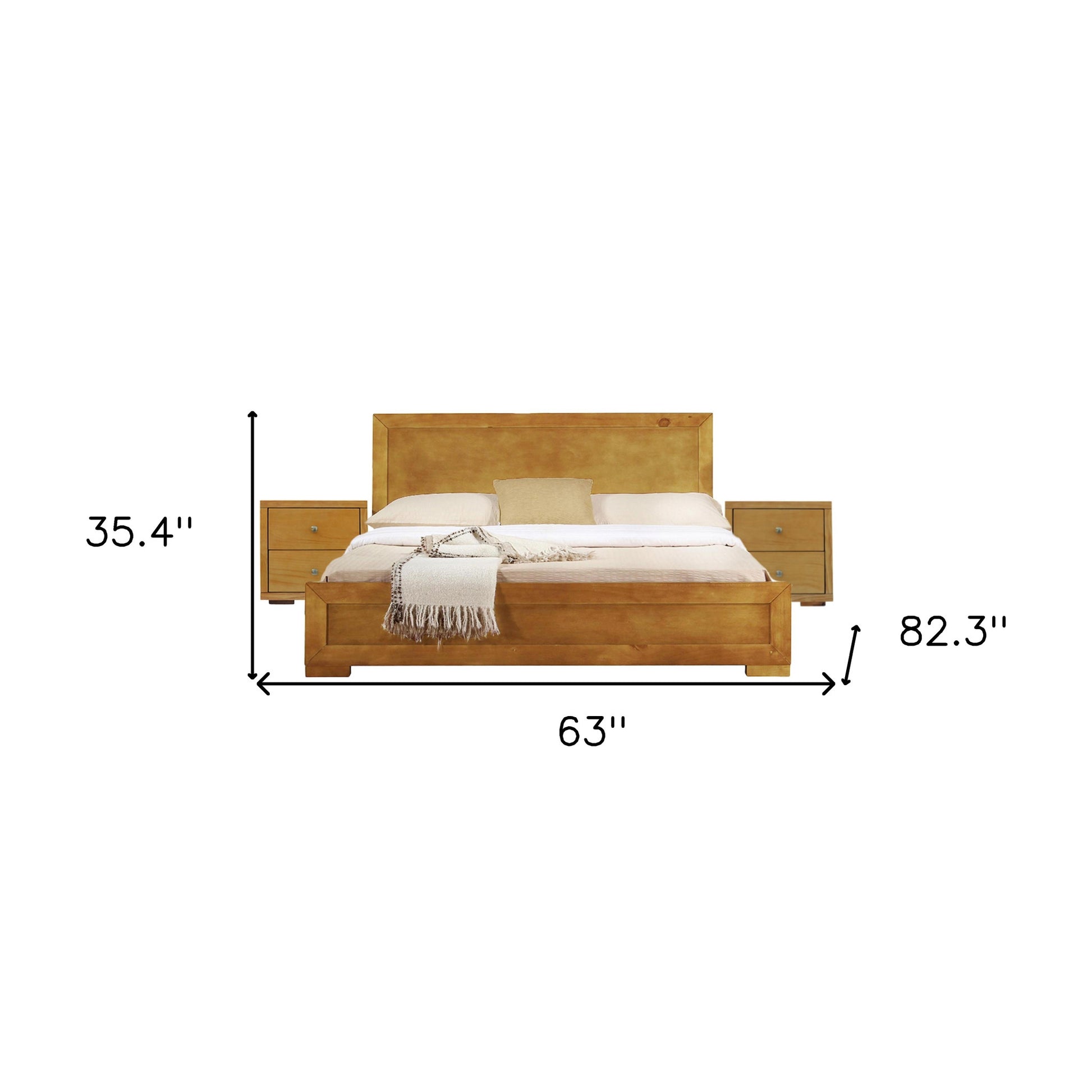 Moma Oak Wood Platform Queen Bed With Two Nightstands-8