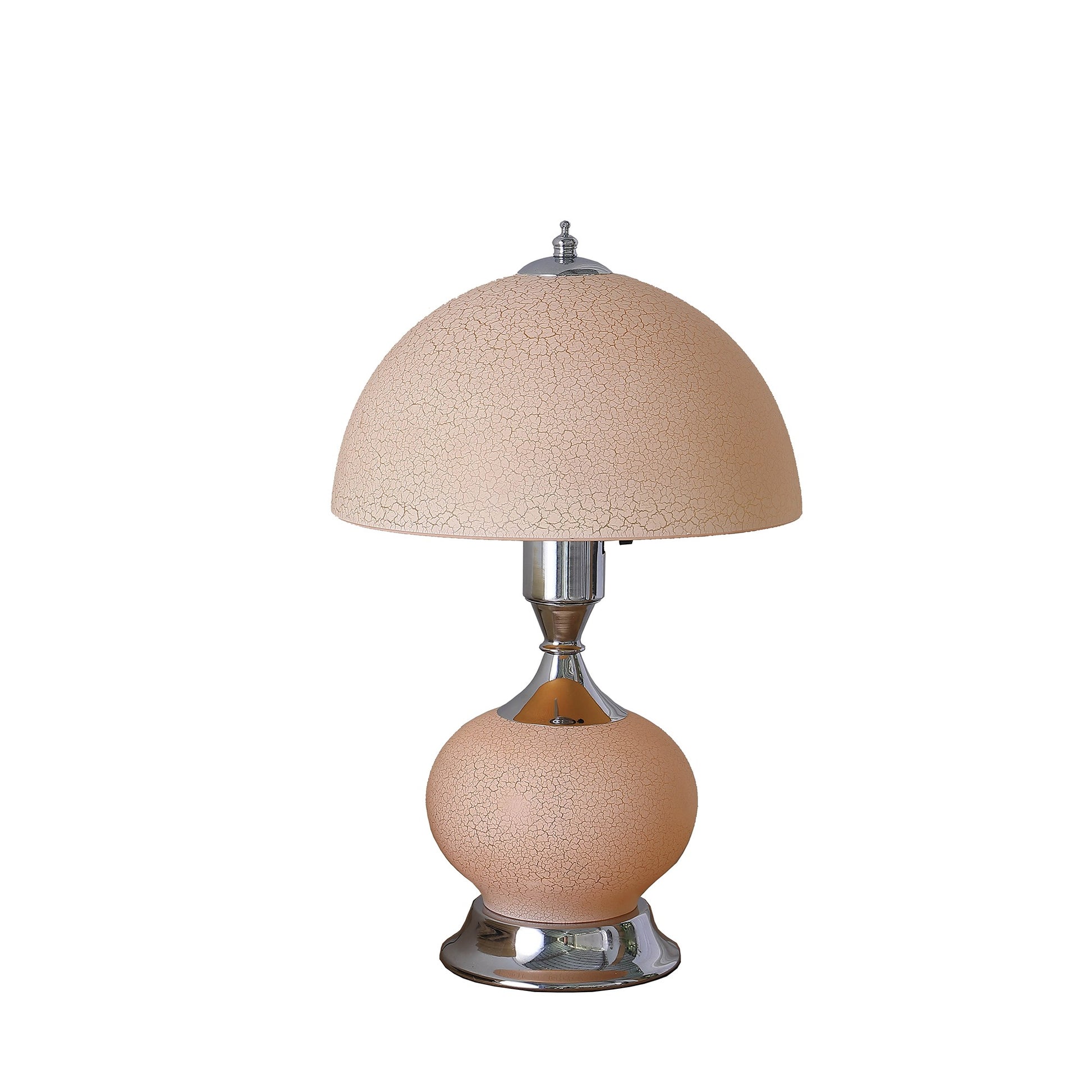 24" Silver Bedside Led Table Lamp With Pink Bowl Shade-1