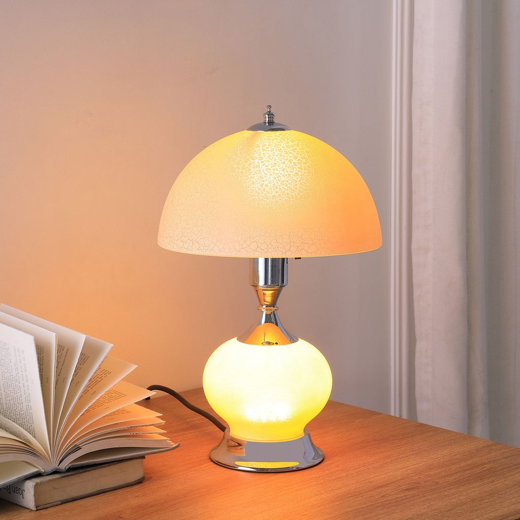 24" Silver Bedside Led Table Lamp With Pink Bowl Shade-3