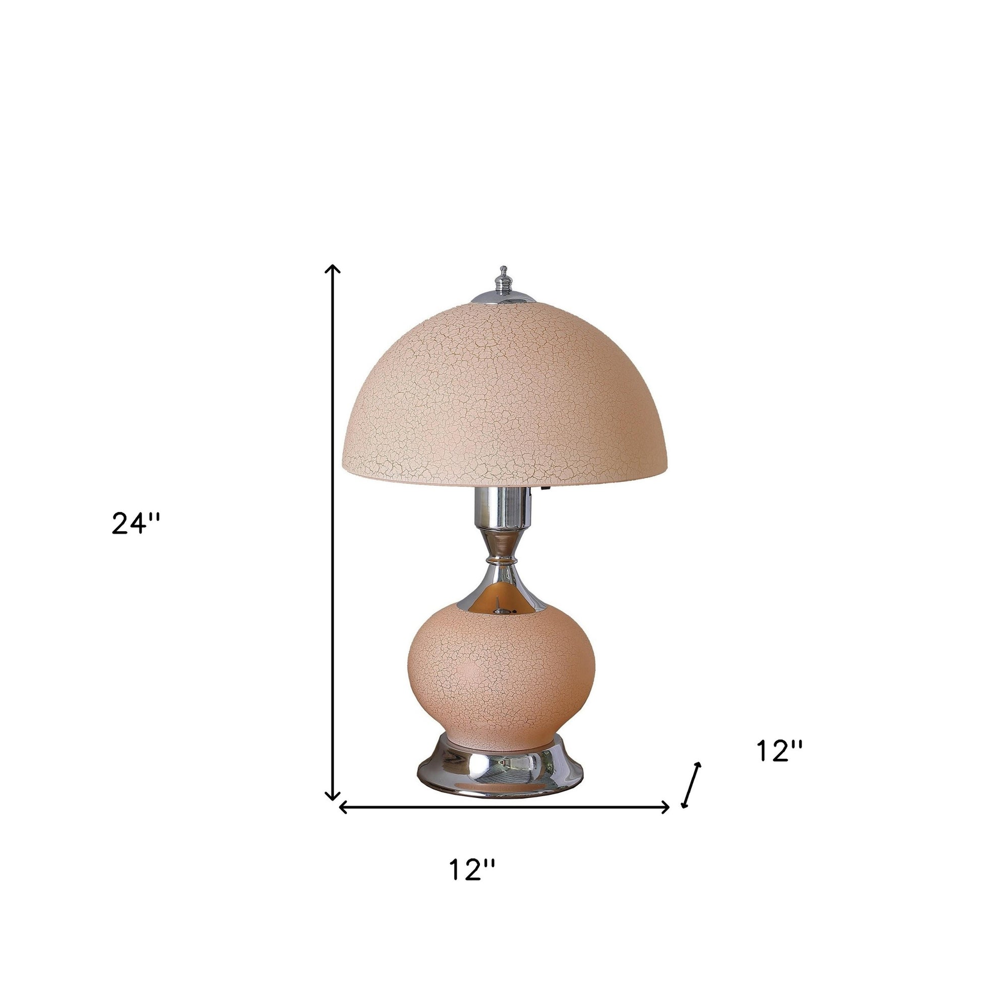 24" Silver Bedside Led Table Lamp With Pink Bowl Shade-6