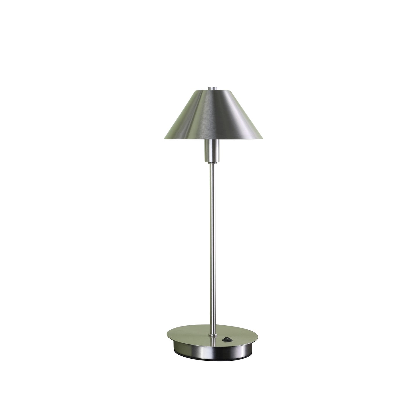18" Silver Metal Bedside Table Lamp With Silver Cone Shade-0