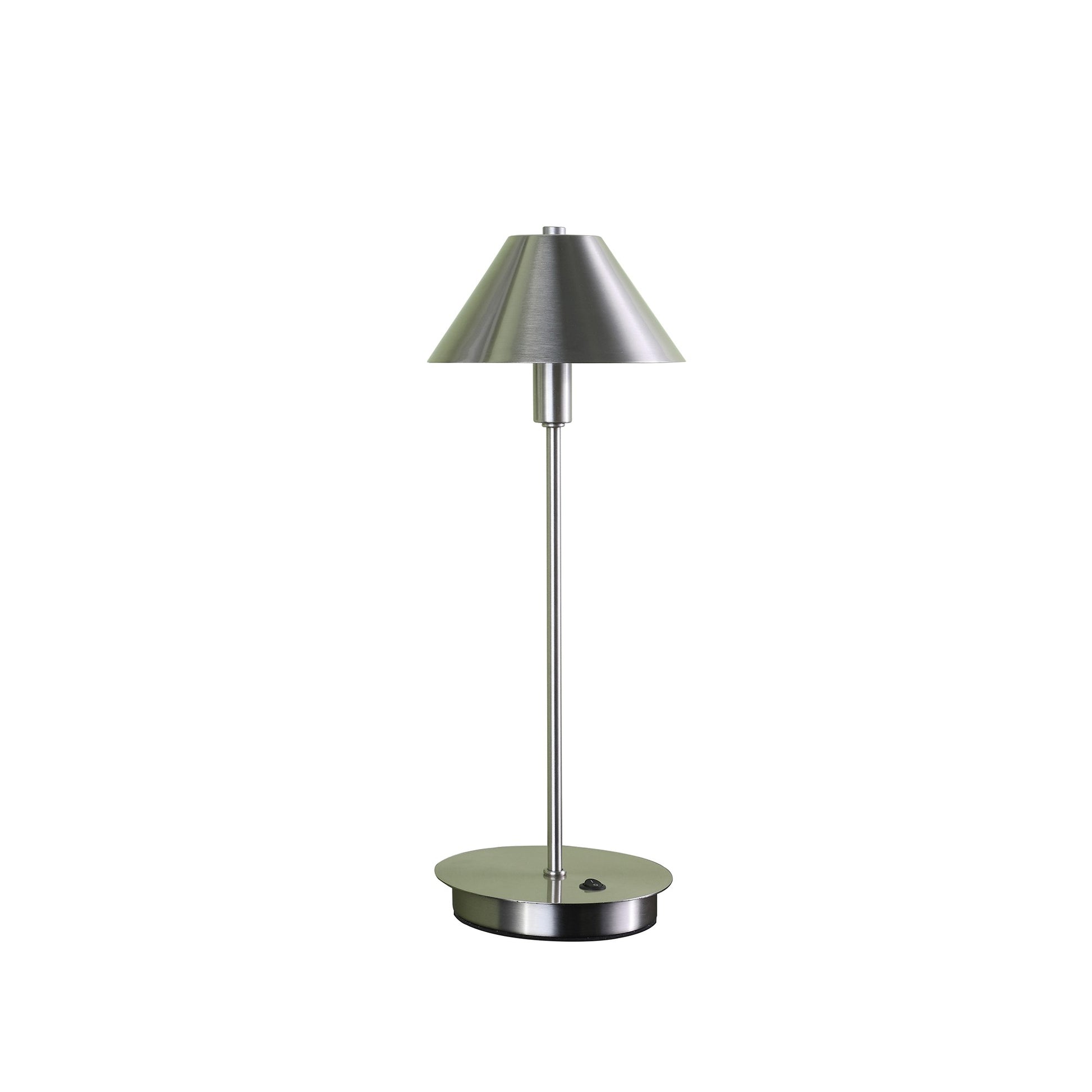 18" Silver Metal Bedside Table Lamp With Silver Cone Shade-0