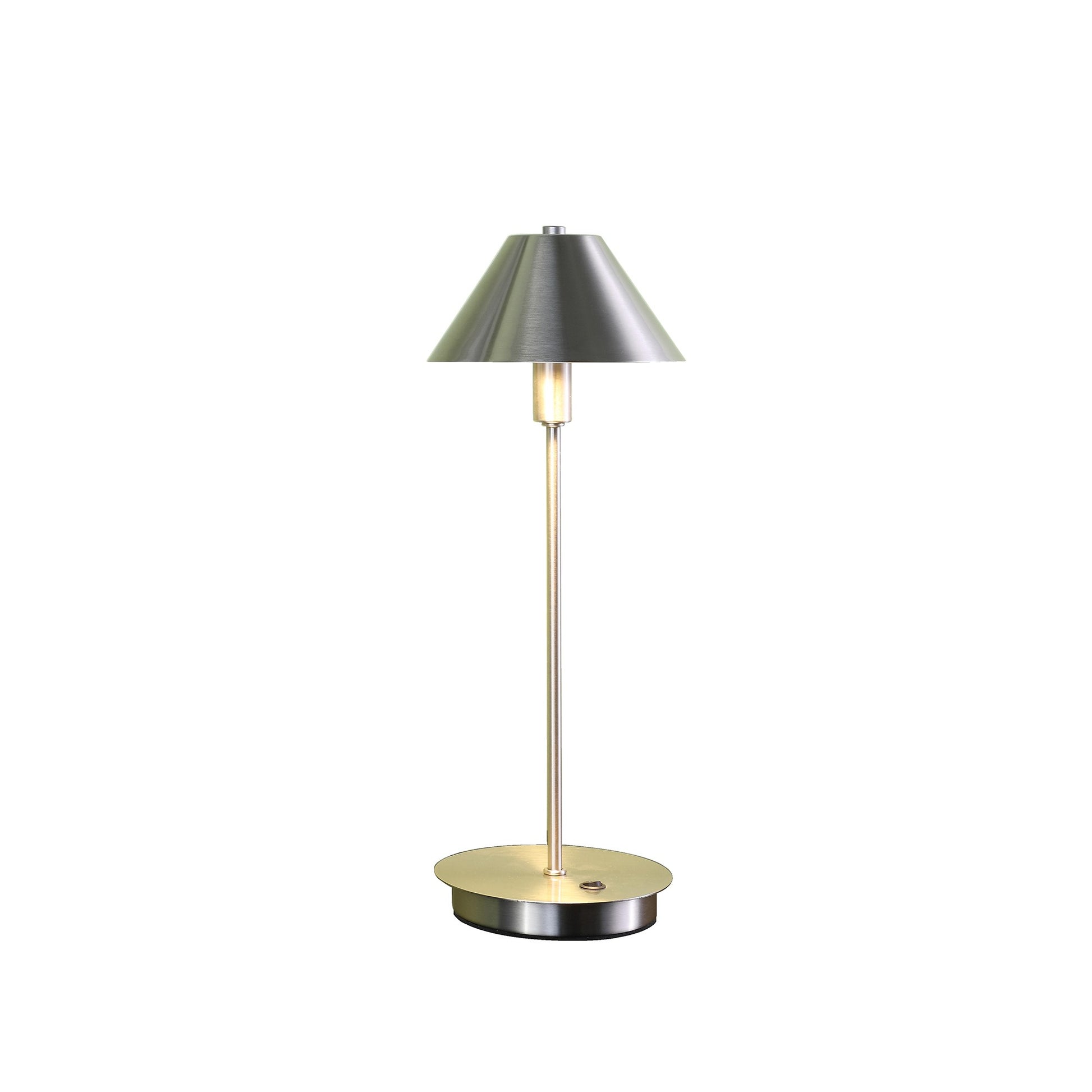18" Silver Metal Bedside Table Lamp With Silver Cone Shade-2
