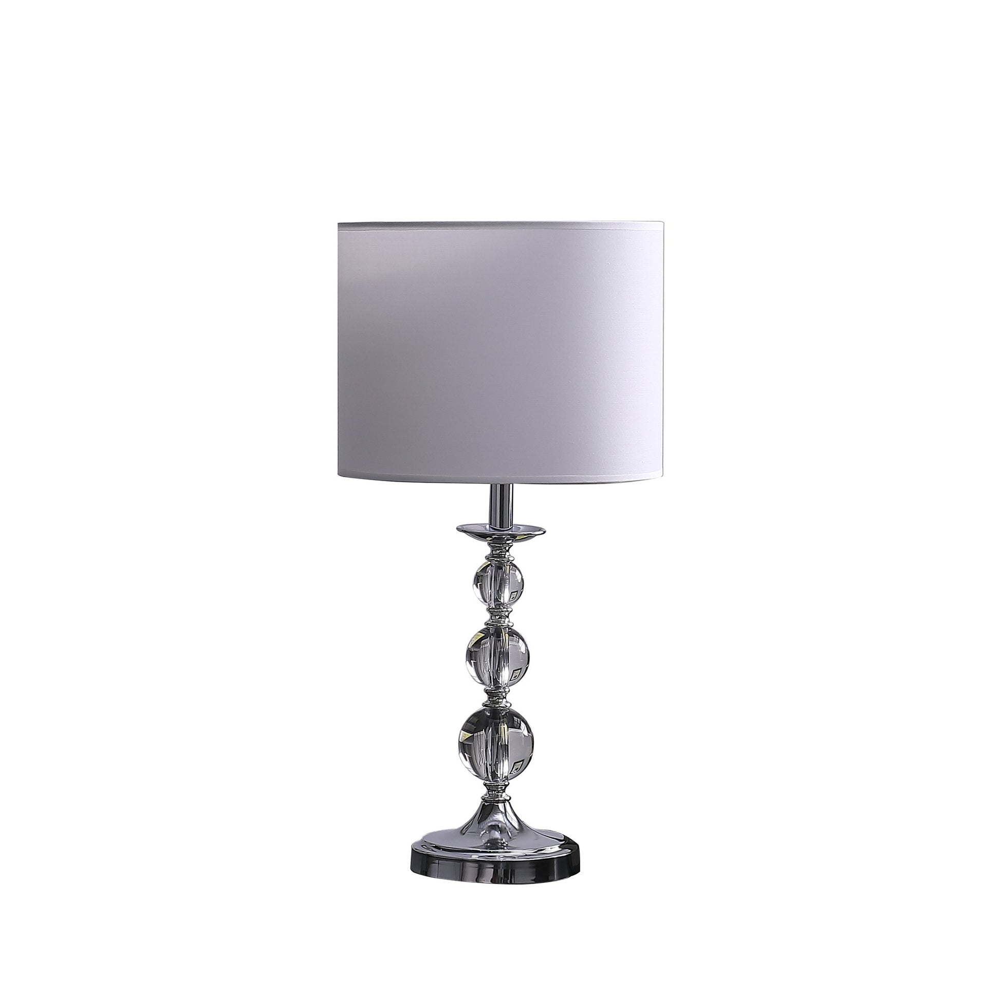 20" Silver Bedside Table Lamp With White Drum Shade-1