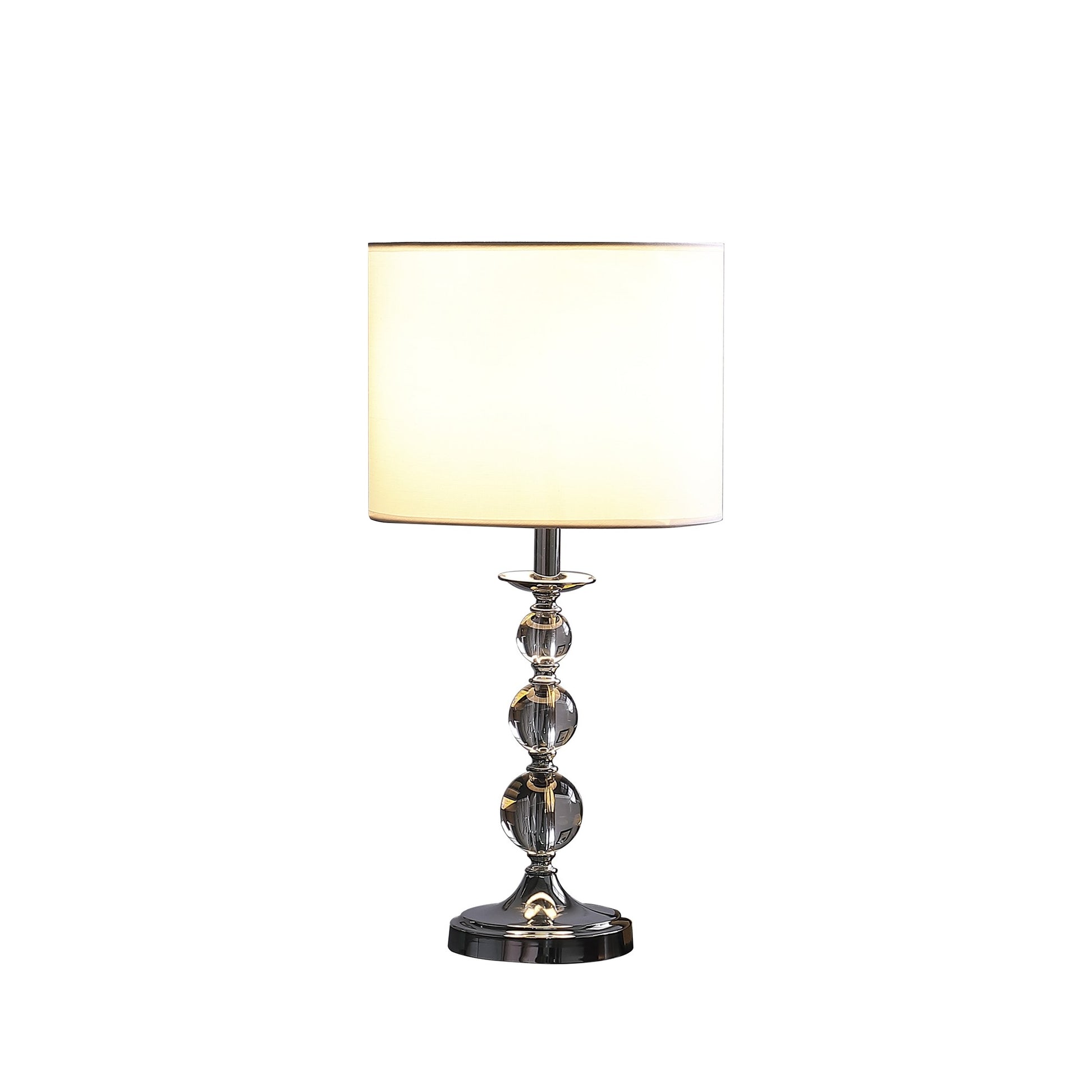 20" Silver Bedside Table Lamp With White Drum Shade-2