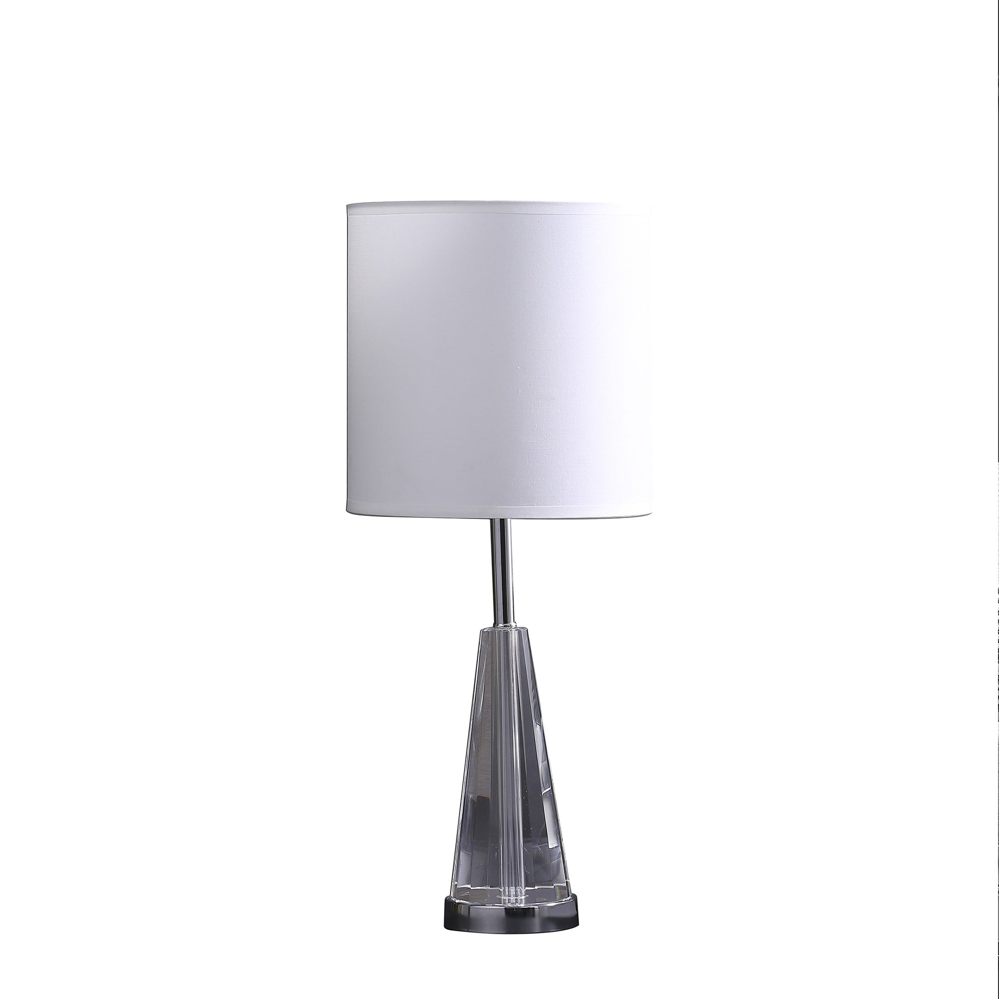 22" Silver Bedside Table Lamp With White Drum Shade-2