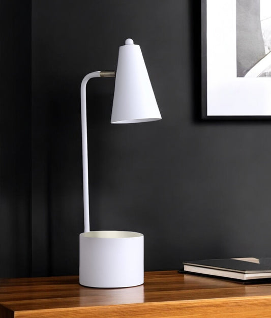 20" Compact White Student Metal Desk Lamp-0