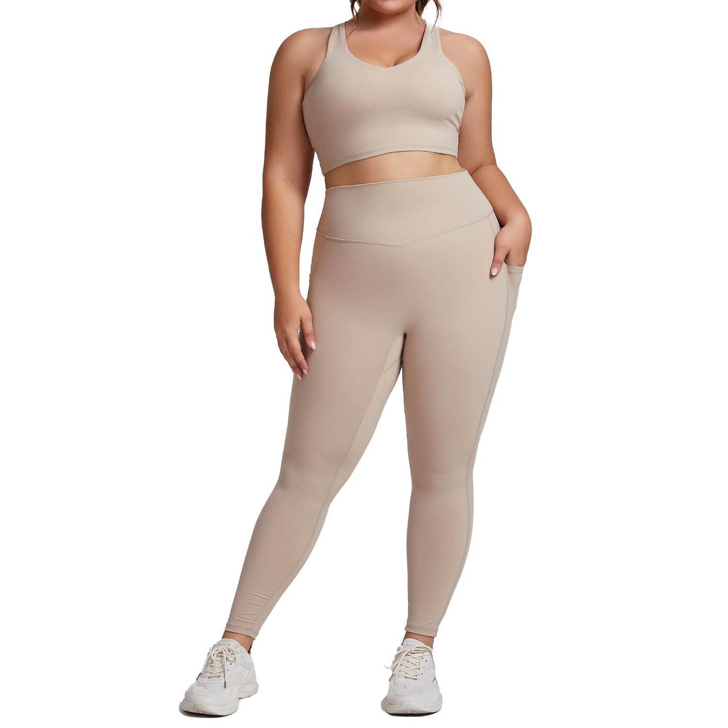 Plus Size Women Sports Workout Gym - Sleeveless Crop and Pant