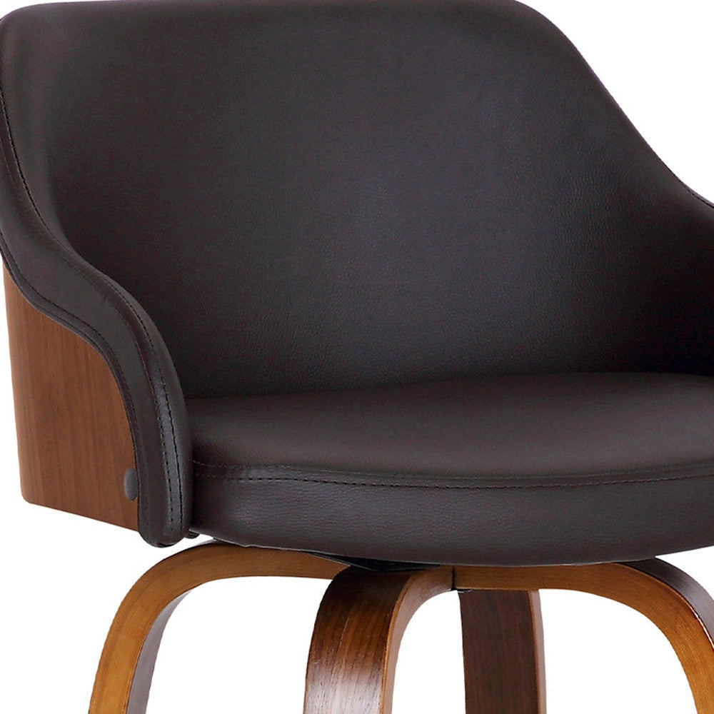 26" Brown Iron Swivel Low Back Counter Height Bar Chair-6