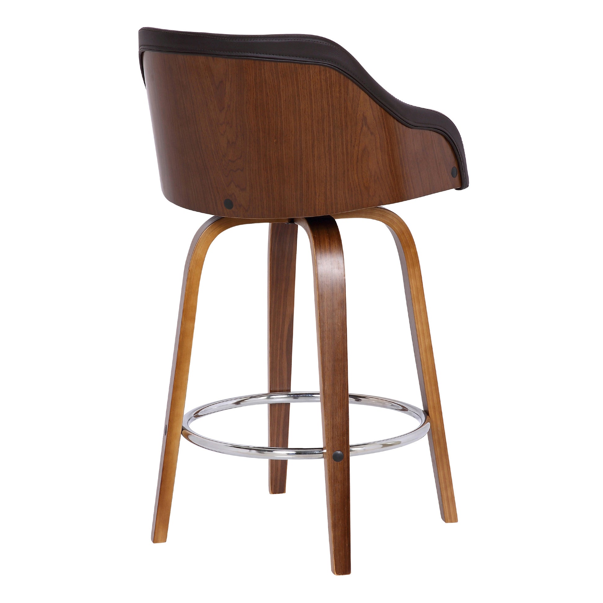 26" Brown Iron Swivel Low Back Counter Height Bar Chair-4