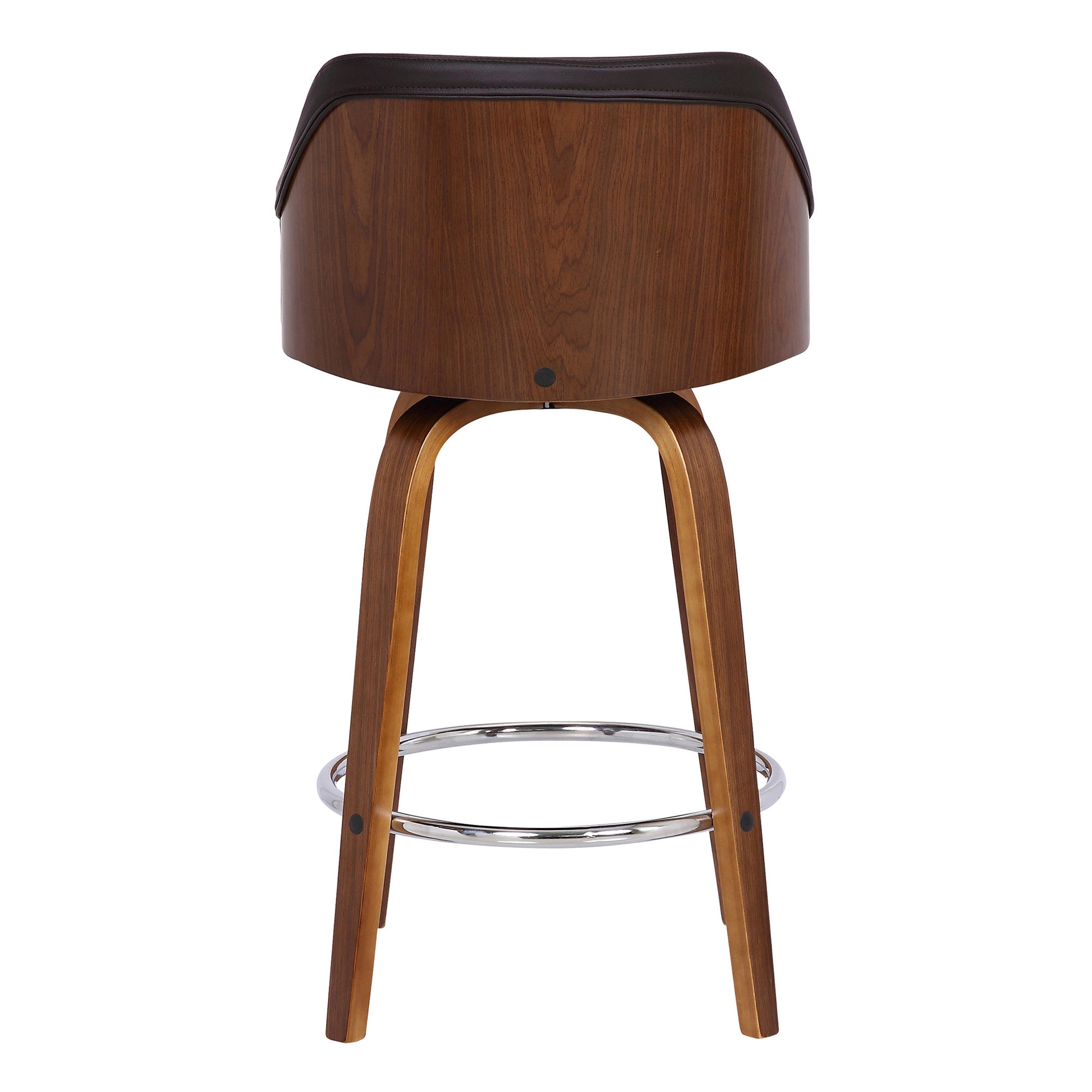 26" Brown Iron Swivel Low Back Counter Height Bar Chair-5