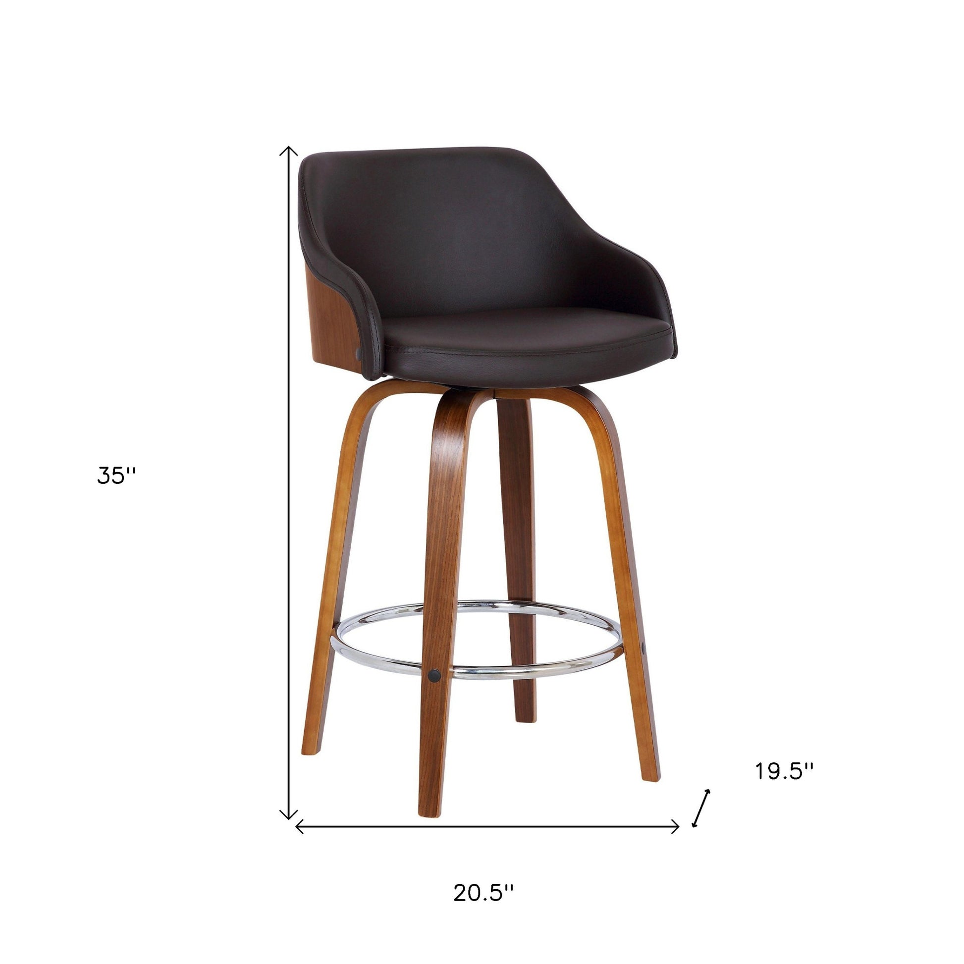 26" Brown Iron Swivel Low Back Counter Height Bar Chair-8