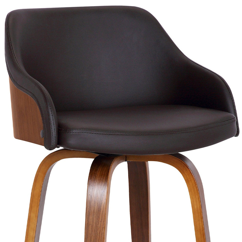 26" Brown Iron Swivel Low Back Counter Height Bar Chair-7