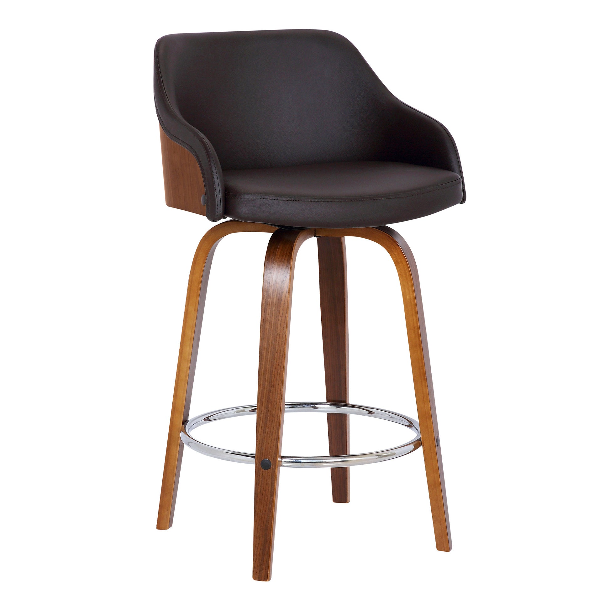 26" Brown Iron Swivel Low Back Counter Height Bar Chair-0