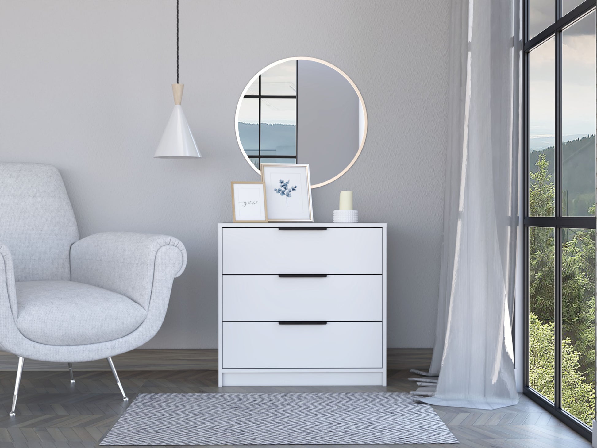 28" White Three Drawer Standard Chest-3