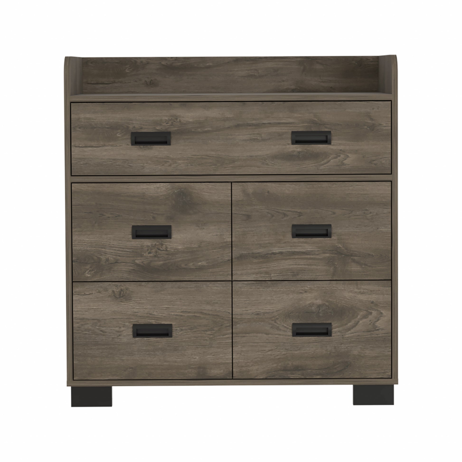 33" Dark Brown Manufactured Wood Five Drawer Dresser-0