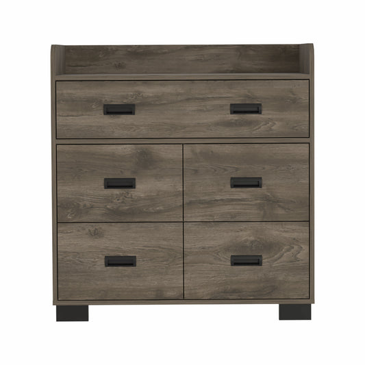 33" Dark Brown Manufactured Wood Five Drawer Dresser-0