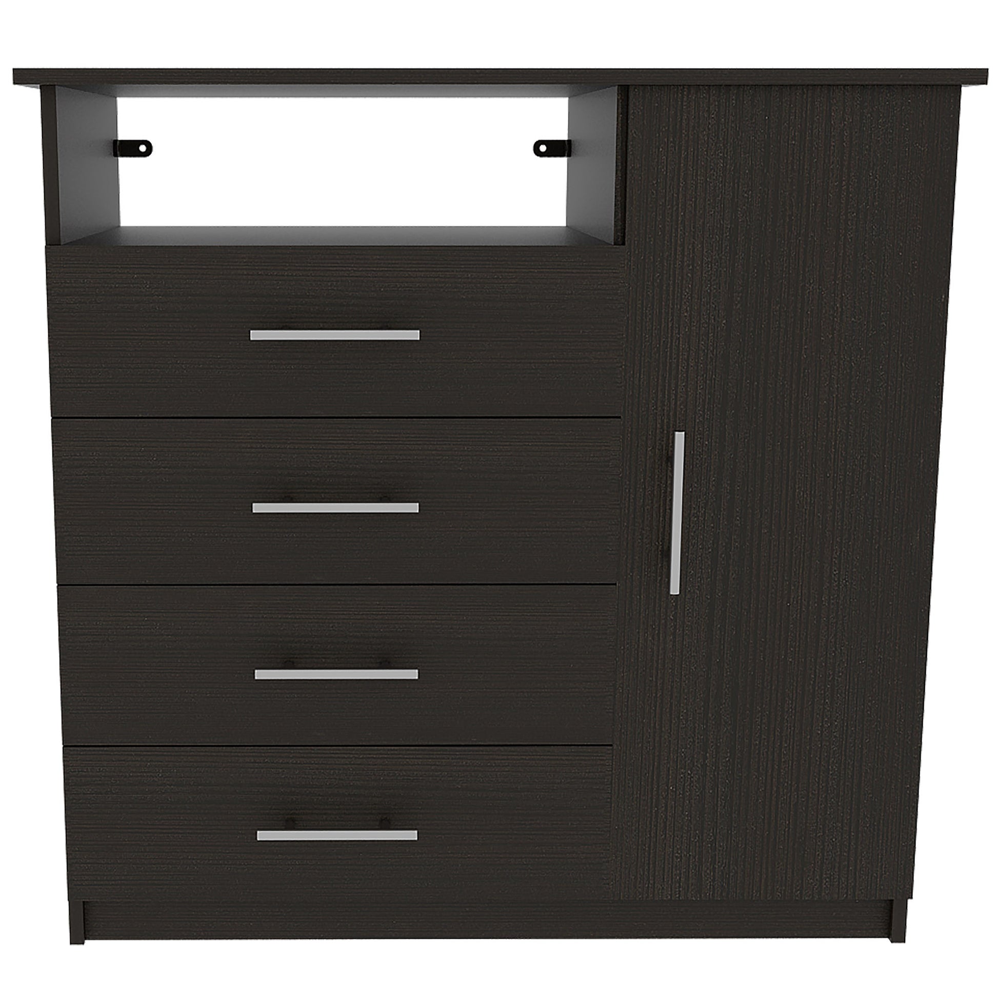 36" Black Manufactured Wood Four Drawer Combo Dresser-0