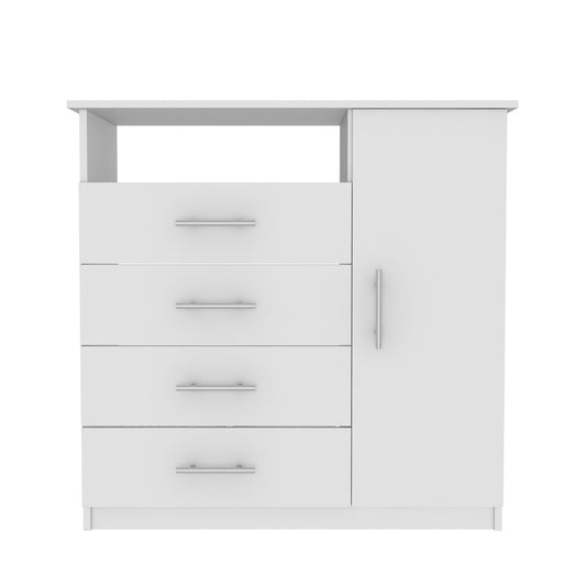 36" White Manufactured Wood Four Drawer Combo Dresser-0