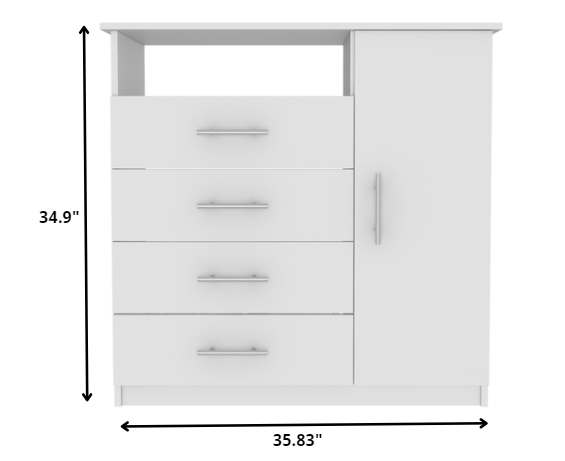 36" White Manufactured Wood Four Drawer Combo Dresser-4