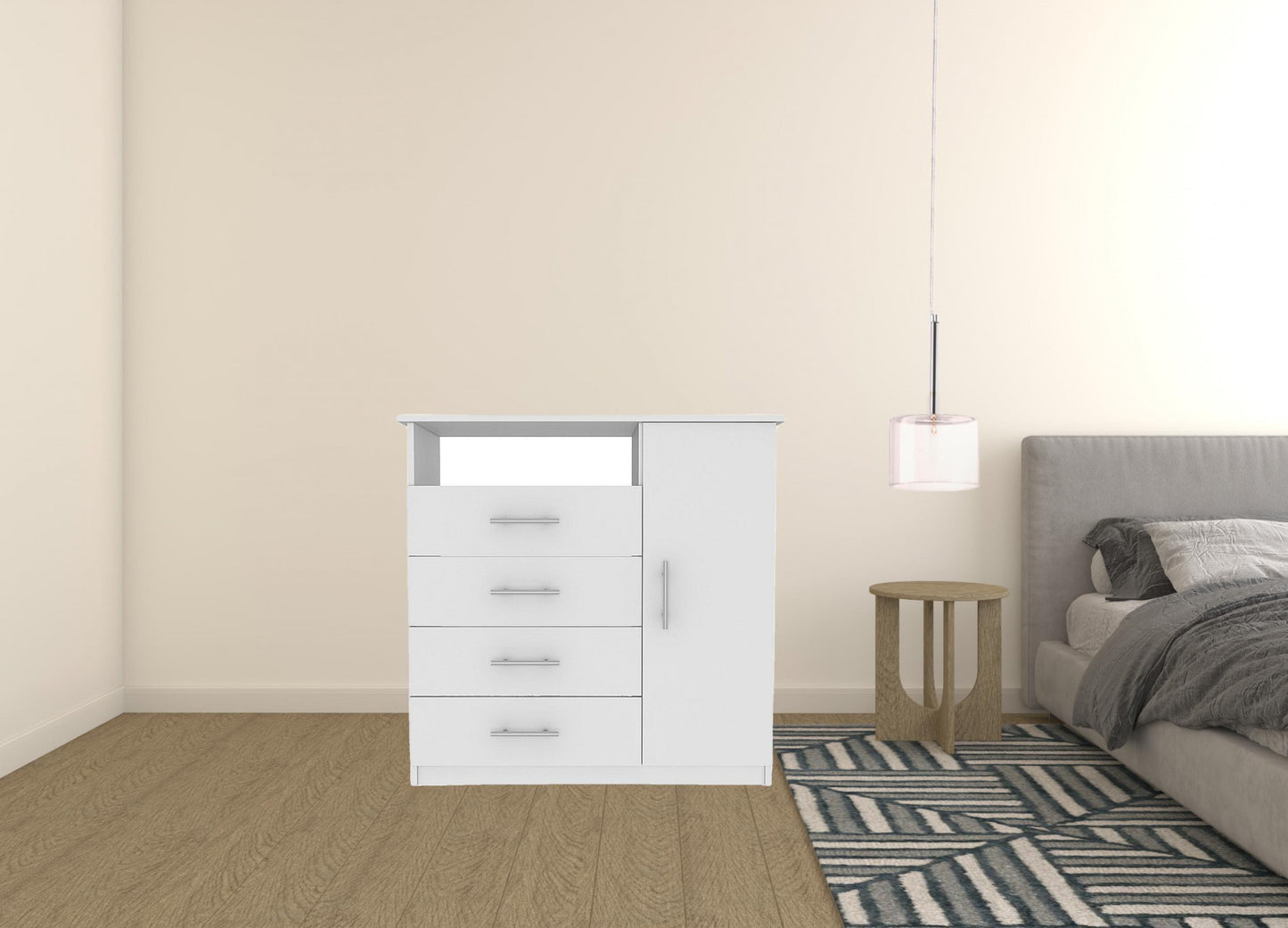 36" White Manufactured Wood Four Drawer Combo Dresser-1