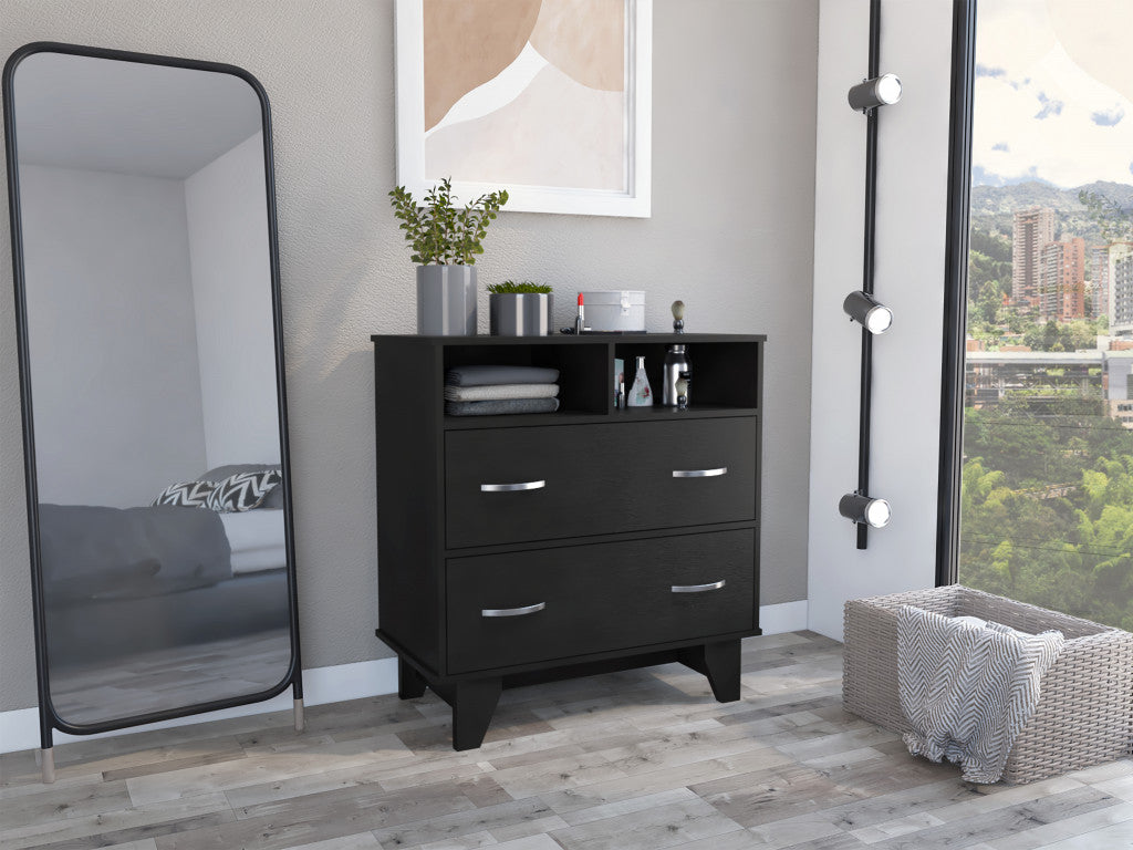 32" Black Manufactured Wood Two Drawer Dresser-3