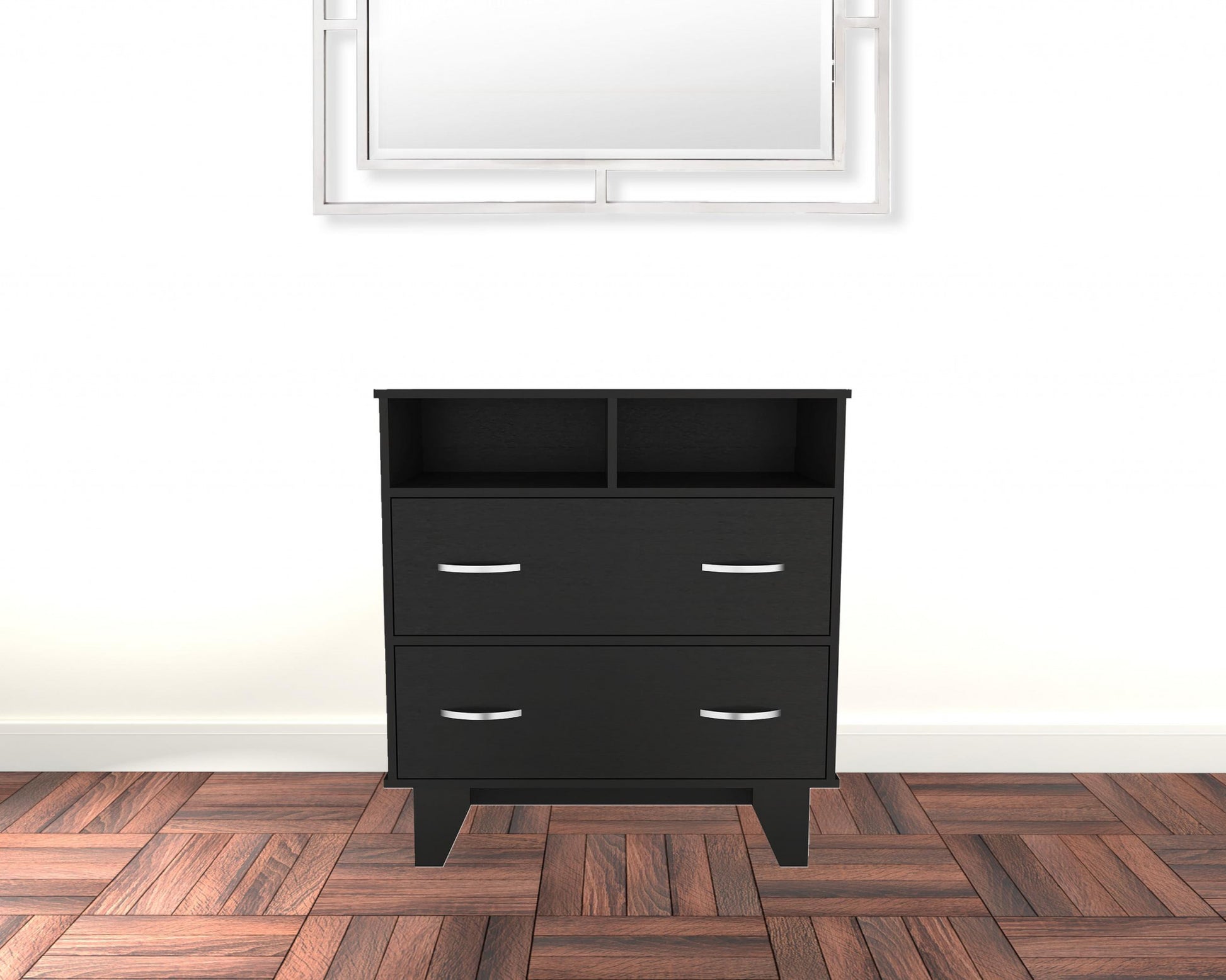 32" Black Manufactured Wood Two Drawer Dresser-1