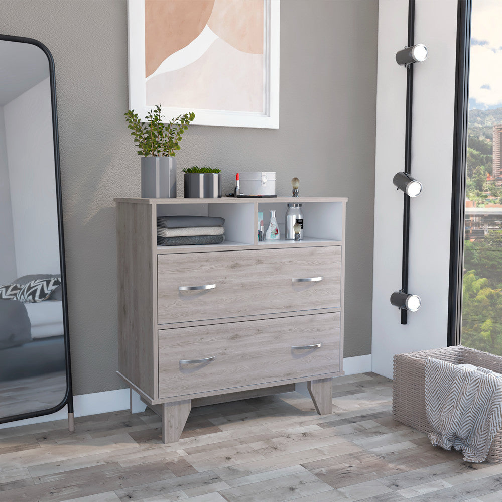 32" Light Grey Manufactured Wood Two Drawer Dresser-4