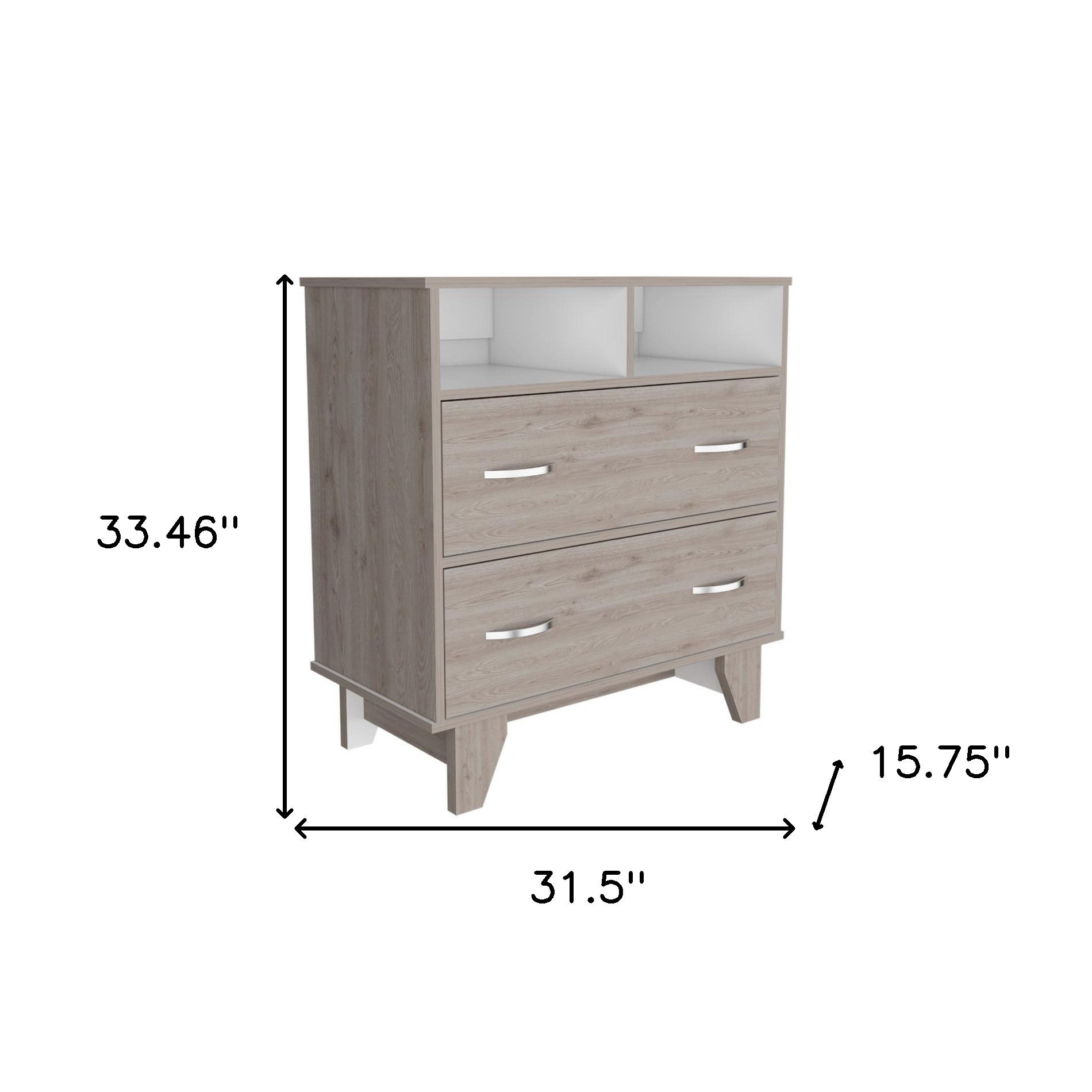 32" Light Grey Manufactured Wood Two Drawer Dresser-5